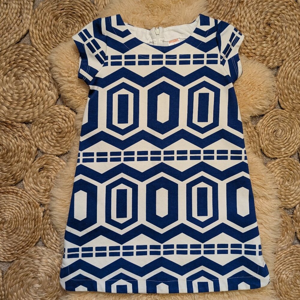 Gymboree blue and white geometric dress